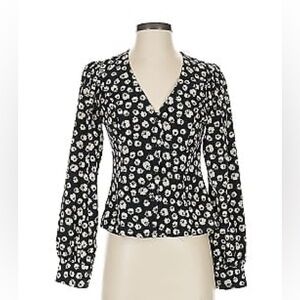 All in favor - George Black Floral Button Crop Blouse